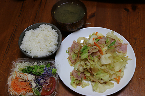野菜炒め朝食