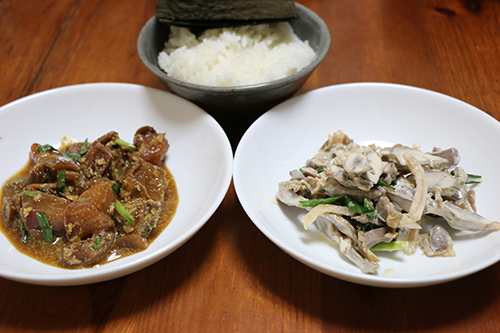 りゅうきゅう・砂肝合え・白ご飯